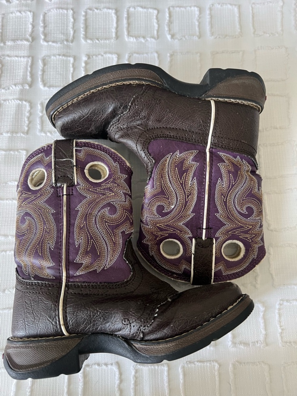 DURANGO Girls Kid Western Boots size 12 Cowboy BT286 DARK BROWN/PURPLE